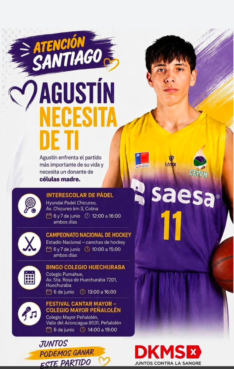siquieresmelees's tweet photo. Agustín hace dos meses fue diagnosticado con leucemia. Ahora necesita encontrar su donante de células madre y junto a DKMS están haciendo una campaña para realizar tests en muchas partes, tanto en Puerto Montt como en Santiago que es donde se está tratando. Se agradecer difundir. https://t.co/LdIxeRsq5V