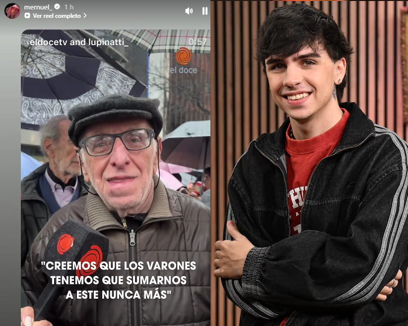 mdzol's tweet photo. Mernuel compartió una historia por el aniversario de Ni Una Menos: "Los varones tenemos que sumarnos".