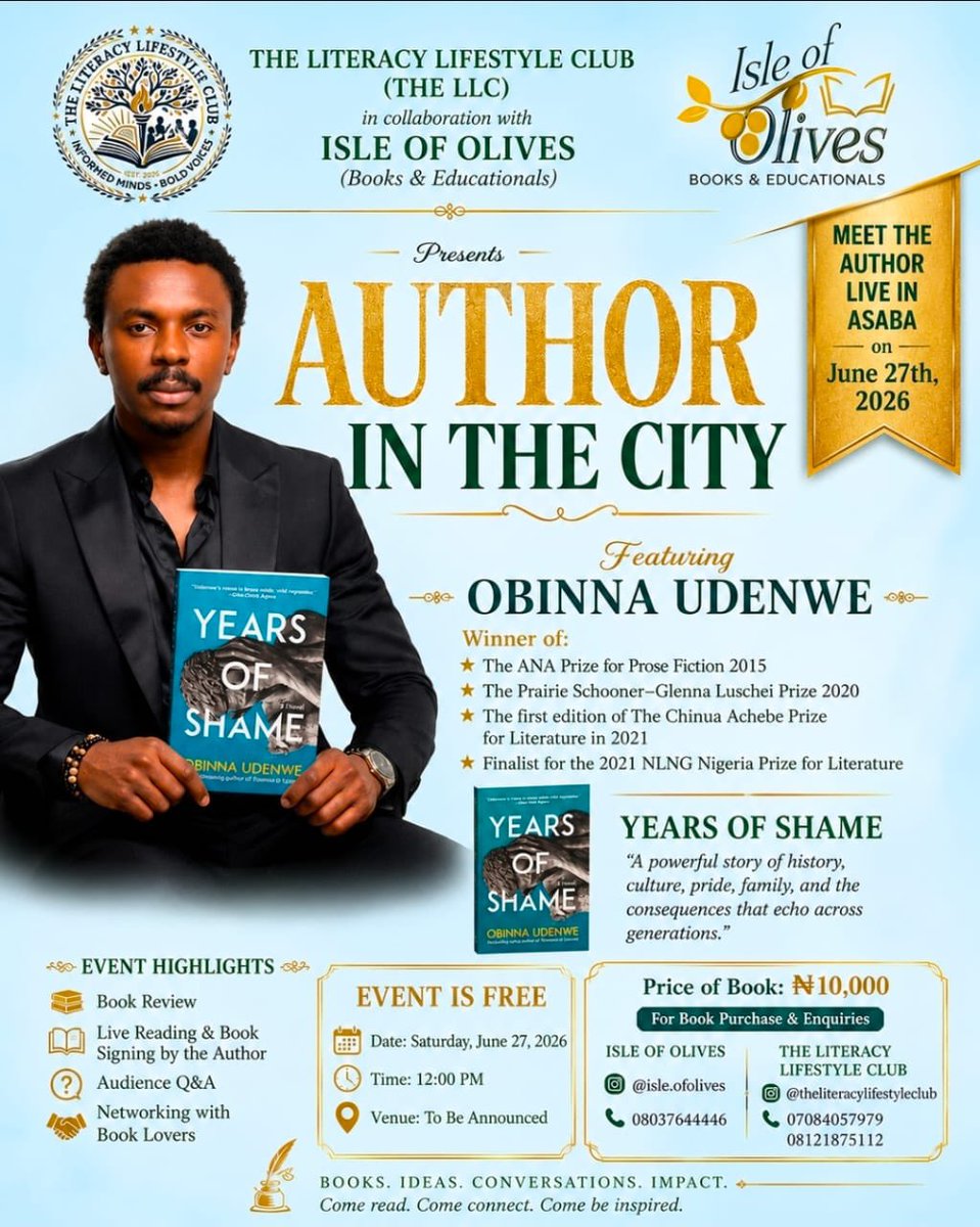 obinnaudenwe1's tweet photo. If you live in Asaba or its environs, let’s meet on the 27th of June to read and discuss #YearsofShame https://t.co/kl9Y2GrY2f