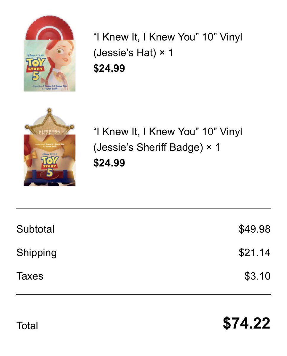 ActuallyCaseyy's tweet photo. @taylornation13 @Pixar @toystory i got them and i love them but uh can we do something about the shipping please 😬 https://t.co/JQi0WHhvIq