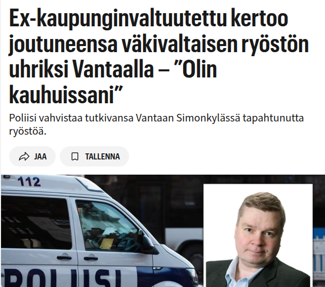 realJariLeino's tweet photo. SDP-poliitikko sai sitä minkä edistämiseksi on taistellut.
"Eskelisen mukaan nuorista ainakin yksi puhui suomea.
– Muuten he näyttivät siltä kuin olisivat jostakin gangsterielokuvasta, hän kuvailee tummiin pukeutuneita hyökkääjiä." https://t.co/C1dQGbrIHX