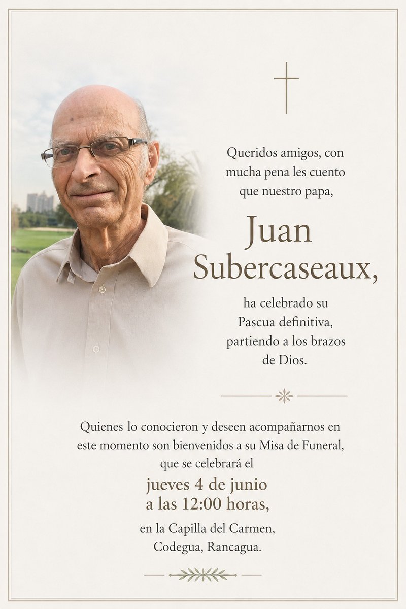 jaimesponda's tweet photo. ADIÓS A NUESTRO QUERIDO COMPAÑERO DE LA VICARÍA DE LA SOLIDARIDAD. 
Juan Subercaseaux Amenábar fue un abogado chileno con una reconocida trayectoria en el ámbito de la defensa y promoción de los derechos humanos. https://t.co/NEZwrd711T