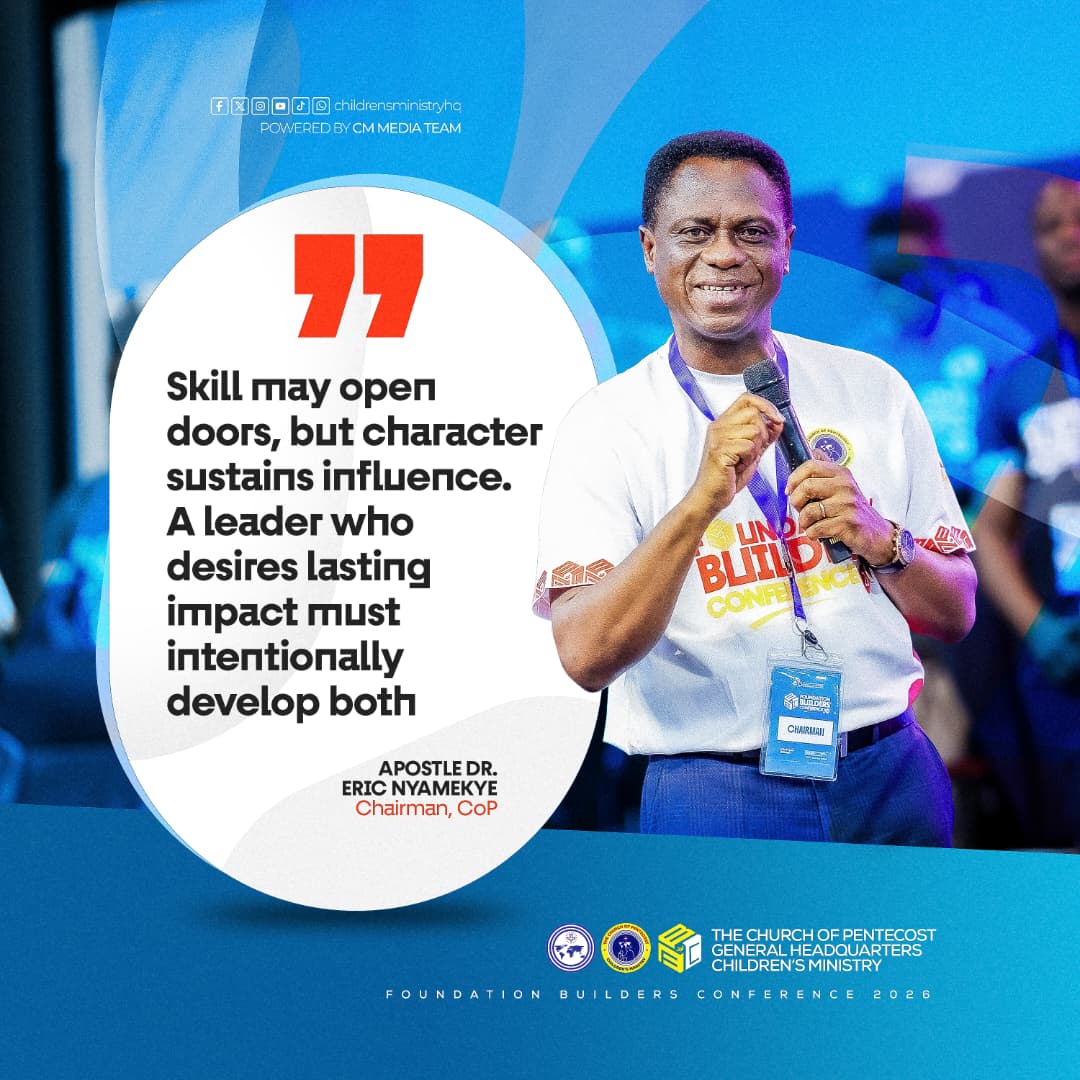 thecophq's tweet photo. Apostle Dr. Eric Nyamekye shared some important quotes with children workers during the ongoing Foundation Builders Conference 2026 at the Pentecost Convention Center. Gomoah Feteh

#Penttvgh  | #FBC26 | #PossessingTheNations https://t.co/6lYWBPJzuH