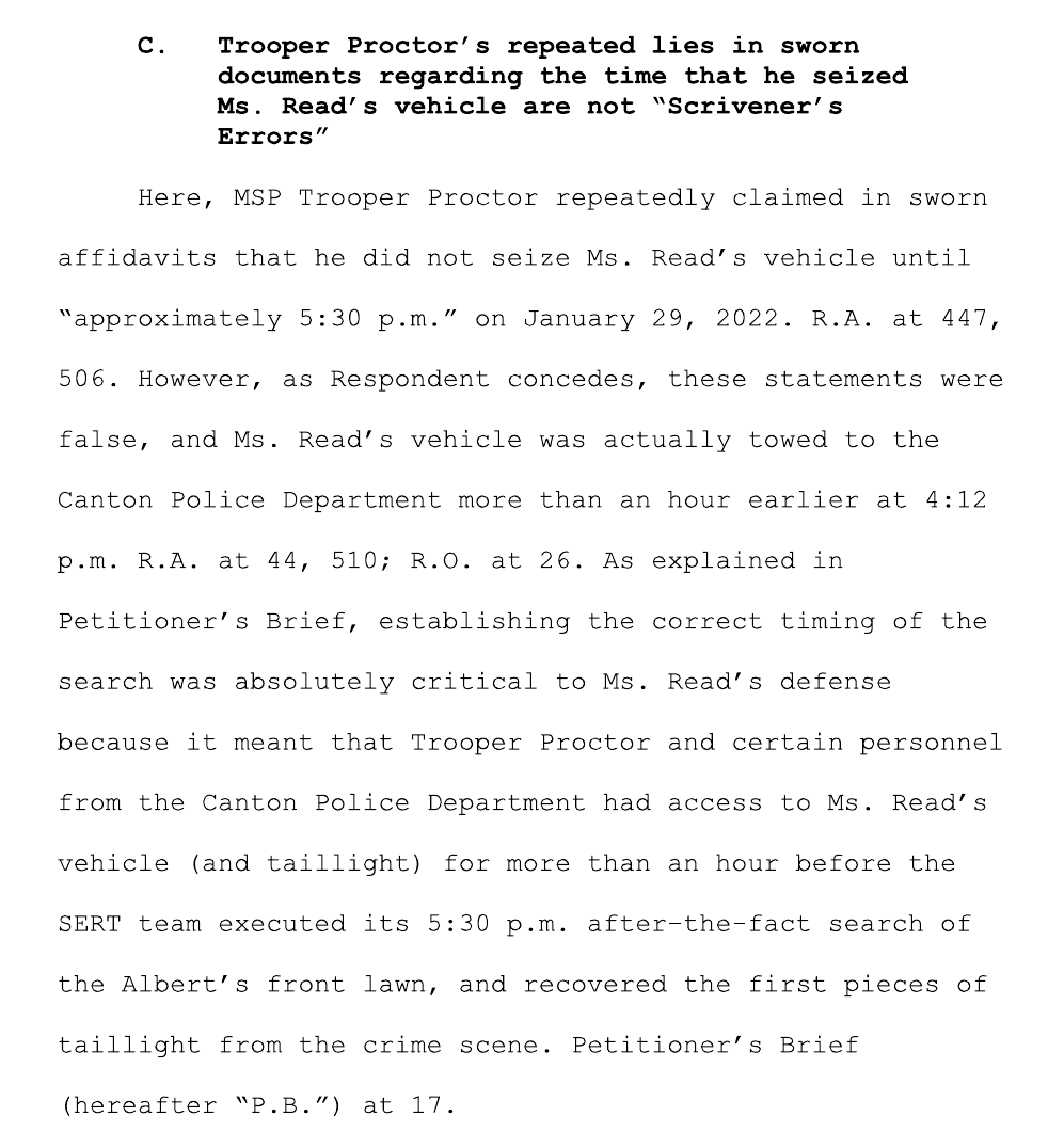 IanRGillespie's tweet photo. I mean, if Proctor had lied on a police report, creating 4-5 extra hours for him to plant evidence before search #3 turned up the first bits of taillight… then sure!

But he only lied on a police report to create *1* extra hour to plant evidence before search #3!

Pffft! https://t.co/oPOJXELvTC