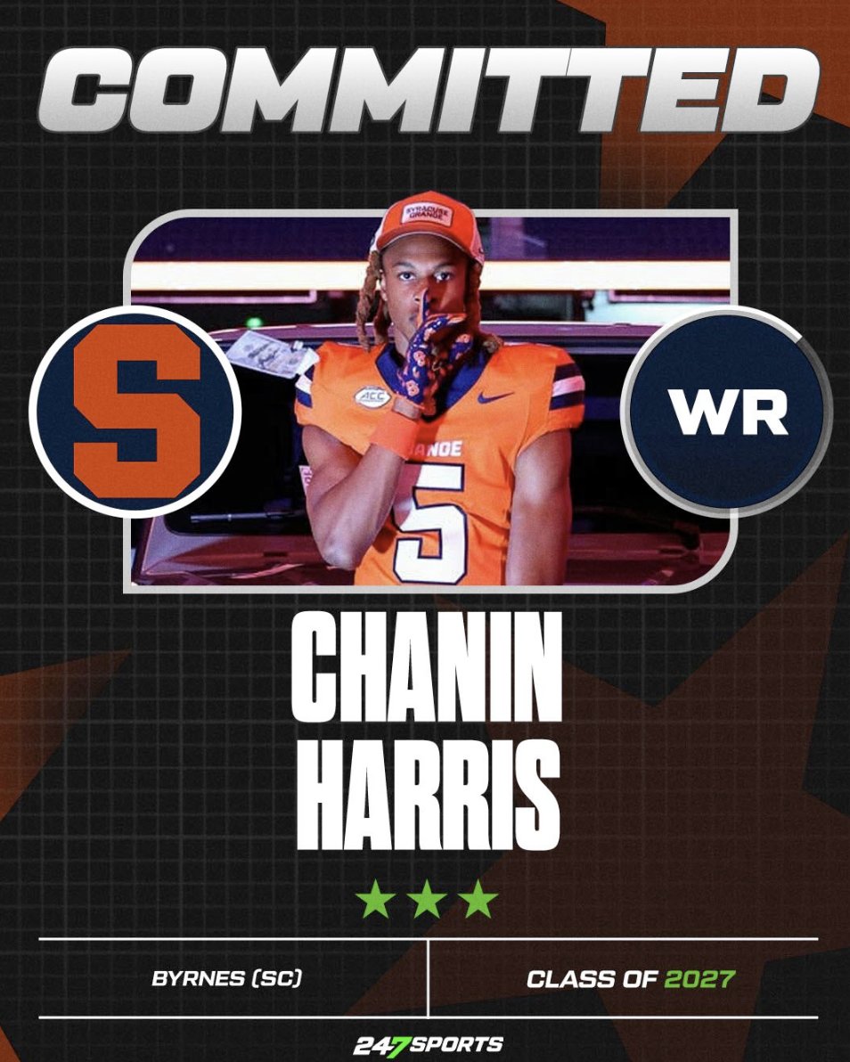 AnnaH247's tweet photo. How Fran Brown shares his Christian faith with his players a huge reason why "lean, wiry speedster w/ large catch radius &amp; field-stretching athleticism" WR Chanin "Choo" Harris Duncan (S.C.) Brynes commits to #Syracuse.

Story: https://t.co/Nxnm7QQM8Z @ChooHarris @Coach_Gattis https://t.co/oQNcjOKIux