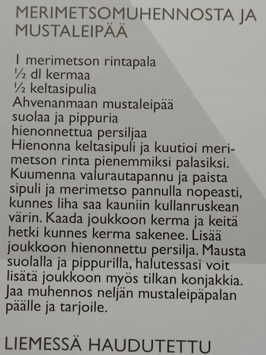 JanHolmberg69's tweet photo. @SariEssayah Eduskunnan kaupasta ostin ruokakirjan, jossa oli merimetsoresepti. Nyt reseptiä voi laillisesti käyttää. https://t.co/rbTlfwdoJ0