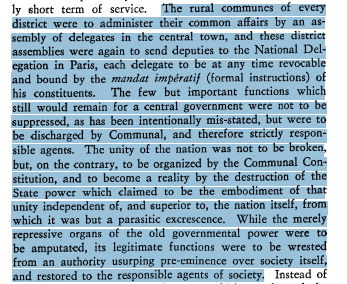secondposition's tweet photo. @Bongoloid0 @NKVDDailyNews @AliceBright_ The screenshot doesn't indicate a lack of centralization, on the contrary, the means of production, distribution and exchange would be held in common.
Commune doesn't refer to workers' councils, but the commons, all of society, Communism if you will. https://t.co/kAwtp5HXhY