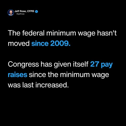 Quatronaut's tweet photo. I would suggest that all representative wages should be capped at a % of minimum wage in the state they represent. https://t.co/9Ab8vBeEMZ