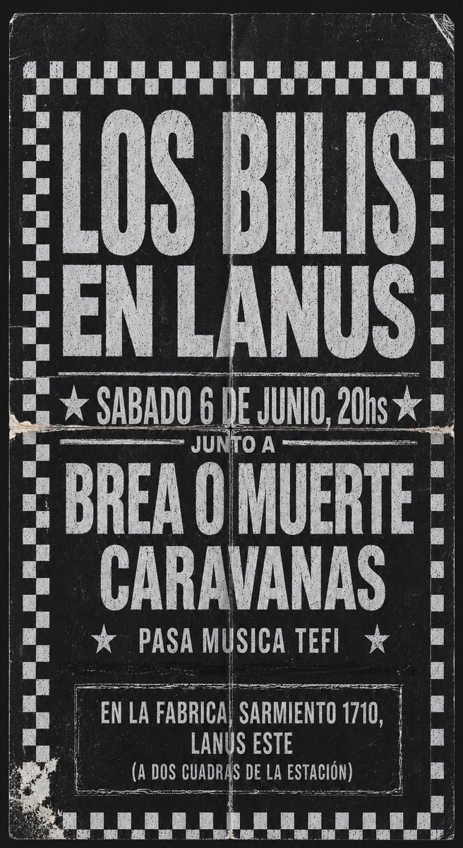 losbiliss's tweet photo. ESTE SÁBADO EN LANUS!
A las 20hs en La Fábrica, Sarmiento casi esquina Tucumán. Entradas 2x$10k 
Tocamos tipo 10, no vengan tarde https://t.co/AktPkvZenQ