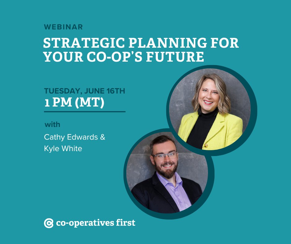 Coops_First's tweet photo. Every co-op needs a strategic plan to help your team chart a course for the next 3-5 years. Join Cathy and Kyle for our webinar to learn how to make a plan to deliver on your purpose, meet the needs of members, and grow your co-operative.

Sign up FREE: https://t.co/Gh2N7GTr2n https://t.co/xOAE1x5y8n