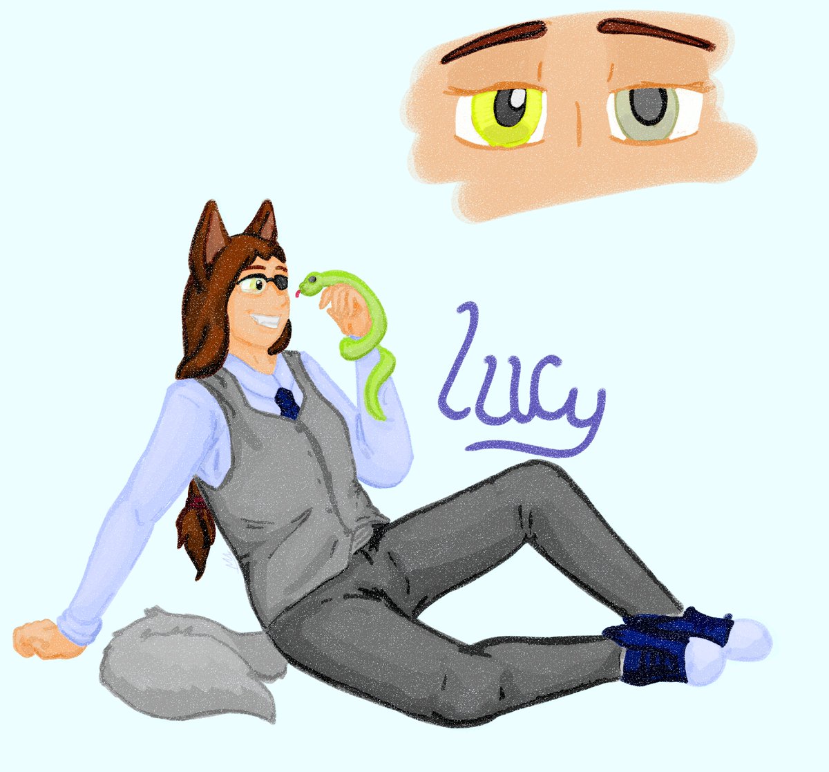 surprise320's tweet photo. @elle_drawws
 #mwrcharacter #mwrcomic  
Aproveche para participar y probar otra manera de pintar, espero la incluya:D

(Es cieguita de un ojo, usa anteojos para taparlo y poder ver mejor)
Y su serpiente se llama Nicky https://t.co/BMVDUOFyjp