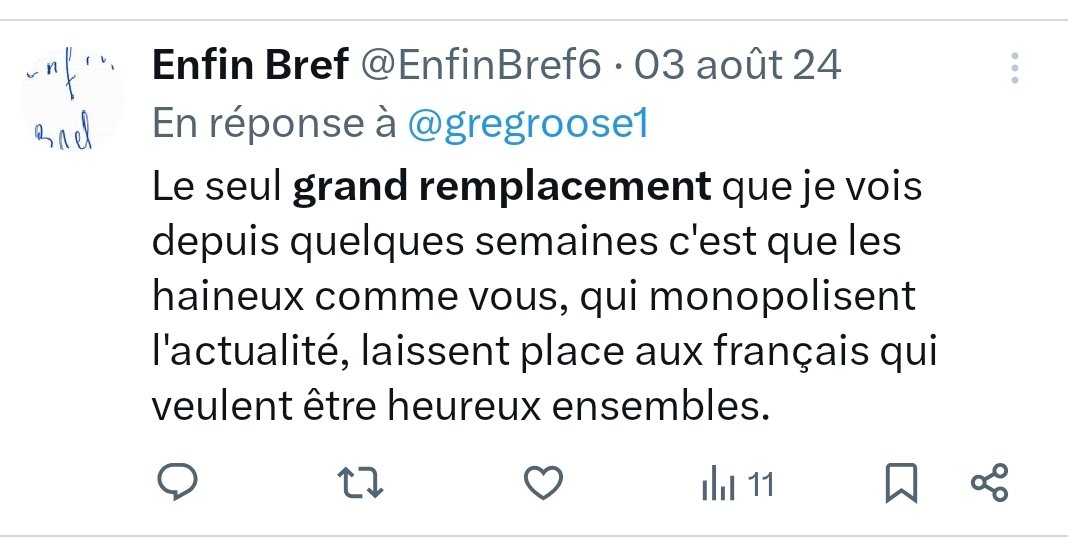 Marsou008's tweet photo. @EnfinBref6 @OneTwo10221143 @BastionMediaFR Il n'y a pas de grand remplacement  mais en fait c'est bien. https://t.co/5GTDoeUrW9