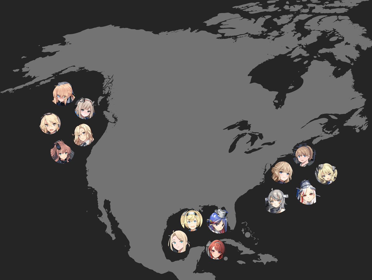 phenol_r's tweet photo. Deployment of American capital ships in year 3 of the Abyssal invasion. Deployed mainly to guard the oil fields. As a rig worker you have a pretty good chance of regularly seeing a shipgirl. Here is hoping you aren't caught in an abyssal raid... https://t.co/WkFo650Kur