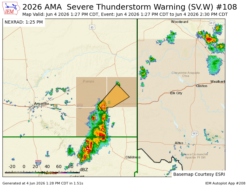 TexasStormAlert's tweet photo. AMA issues Severe Thunderstorm Warning [wind: 60 MPH (RADAR INDICATED), hail: 0.75 IN (RADAR INDICATED)] for Donley, Gray, Wheeler [TX] till Jun 4, 2:30 PM CDT https://t.co/OBAtk1SgxN https://t.co/lMsIGyE6RW