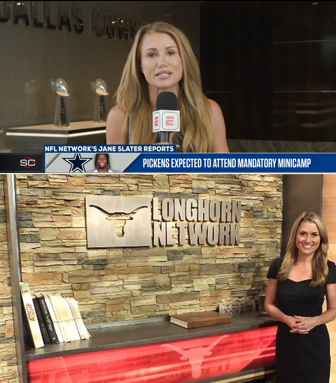 bhofheimer_espn's tweet photo. Great to see @SlaterNFL reporting on SportsCenter this hour.

Now part of our ESPN team - again, @nflnetwork's Dallas-based reporter was a studio host and reporter earlier in her career at Longhorn Network. Jane is one of the many success stories from that LHN team. 🤘🏼 https://t.co/W1bwt6eyra