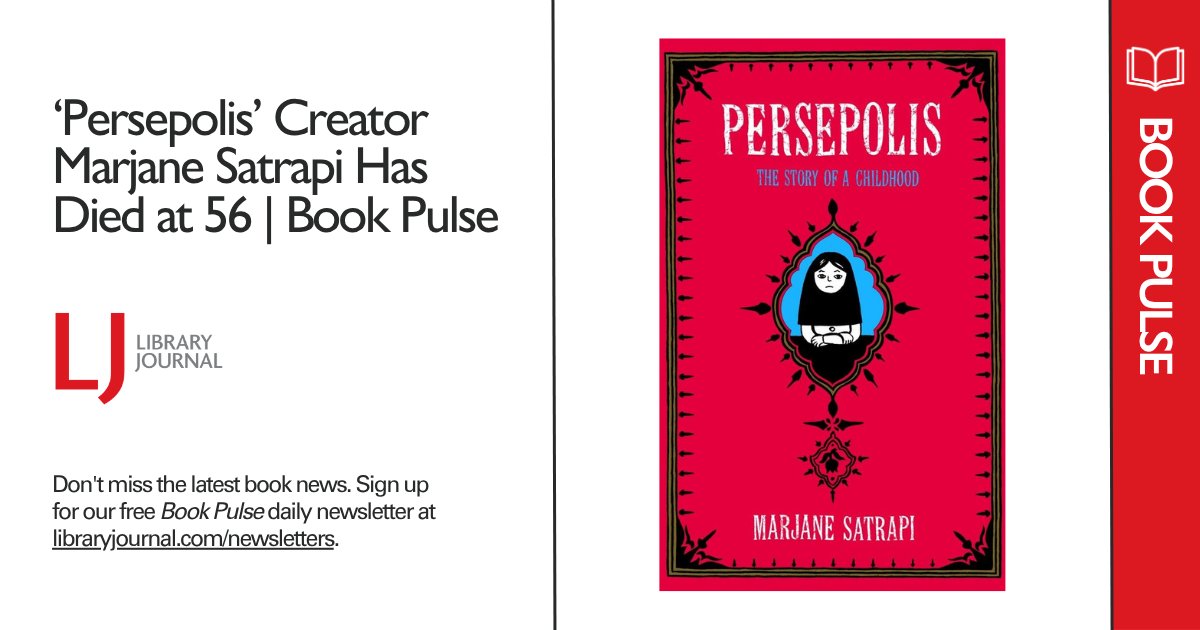 LibraryJournal's tweet photo. Lauded French Iranian graphic novelist Marjane Satrapi has died. Learn more: https://t.co/7wAWPwtbKZ https://t.co/eAc9djPkNZ