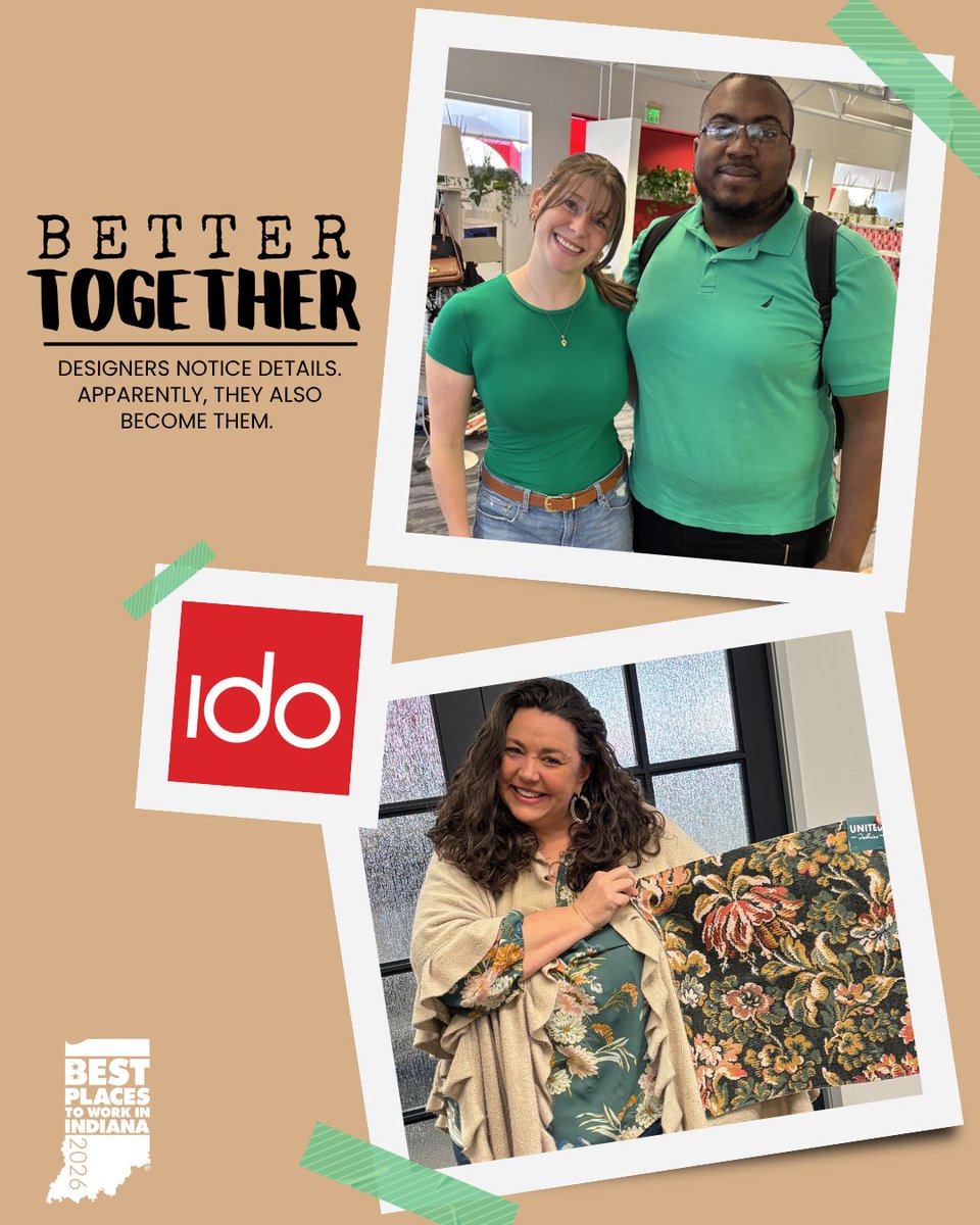 IDOincorporated's tweet photo. Some days at IDO, we're aligned on strategy. Other days, we're aligned on outfits. Whether it's shared ideas, shared laughs, or shared color palettes, it's these unexpected moments that make our workplace a little more vibrant. #transformingdesign #idodesign #twinningiswinning https://t.co/ozcu8Ju39S