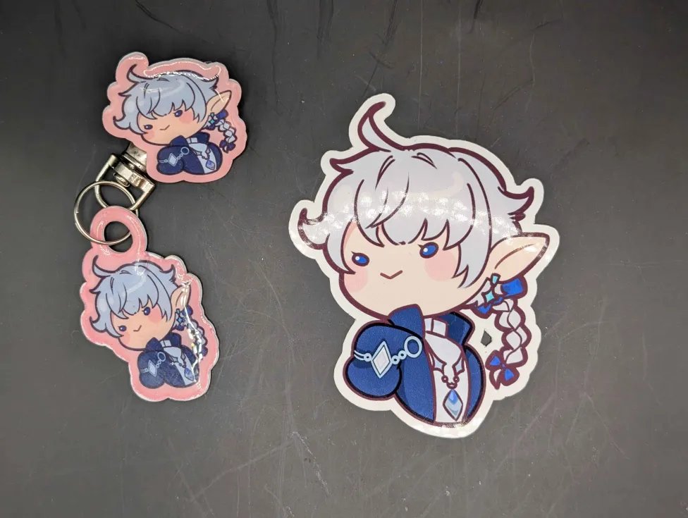 StellarBears's tweet photo. Next up are the #scionsofthe7thdawn from #ffxiv by @VanillaCreamArt! We have the diplomatic #alphinaud available as handcrafted keychain, pin, or vinyl sticker available at our site! https://t.co/CONejbrks8