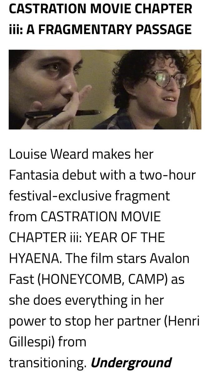 weardjupiter's tweet photo. Castration Movie Chapter 3 will be at Fantasia! https://t.co/NI9wJJU5b8