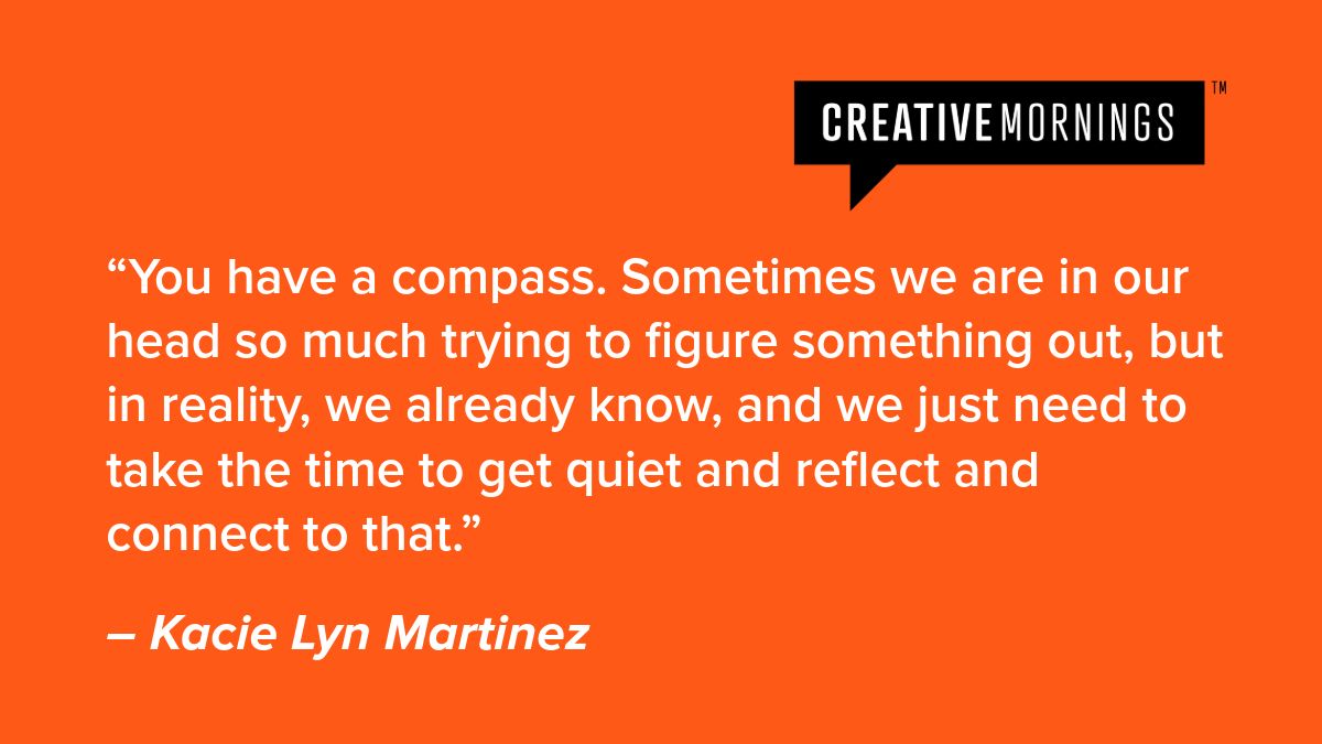 creativemorning's tweet photo. Kacie Lyn Martinez shared five lessons on creating your own path to a fulfilling creative life in her talk for our Orange County chapter. https://t.co/PjkUiq5IdL