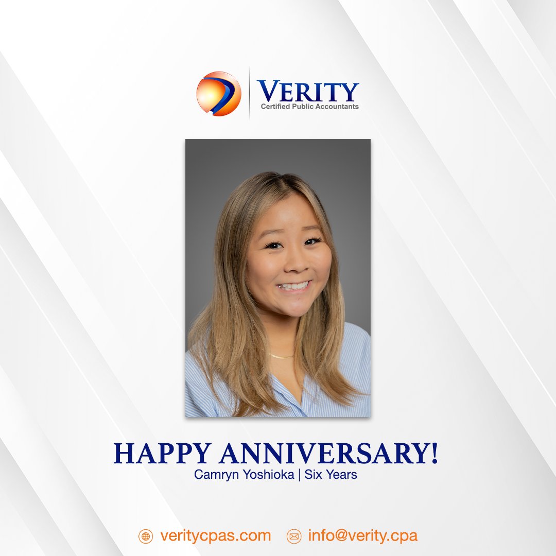 VerityCPAs's tweet photo. 🎉Cheers to Camryn on her 6th year with our firm.  We're grateful to have you on the team!

#WorkAnniversary #TeamAppreciation #AccountingLife https://t.co/DlnSpQcprf