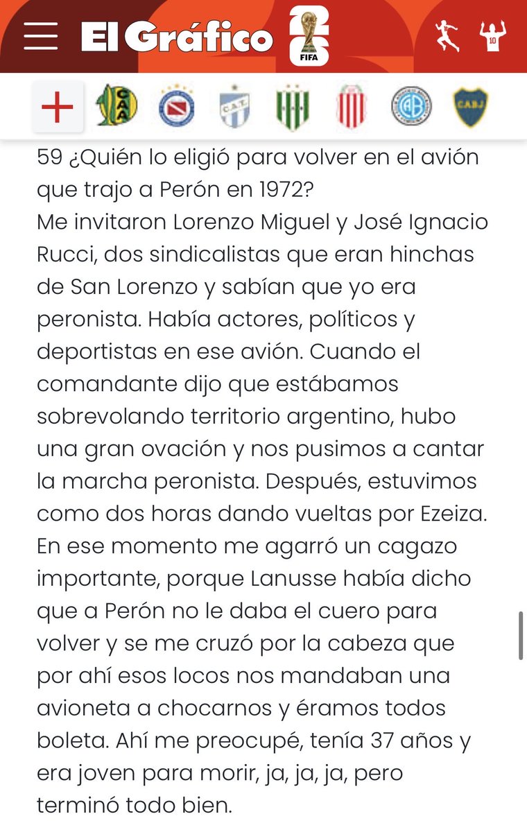 SaraceniGian's tweet photo. Una perlita de Sanfilippo: estuvo en el avión que trajo a Perón en 1972. Así contó los detalles de la historia en las 100x100 de @elgraficoweb con @diegoborinsky https://t.co/BgBUSmkLMM