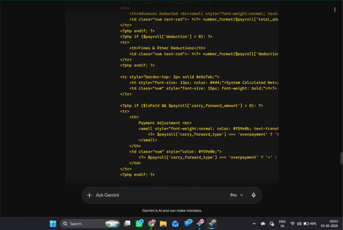Utkarsh_00001's tweet photo. The new @GeminiApp UI update has two major regressions for developers:
1. The code block 'Copy' button is no longer sticky it scrolls out of view on long code blocks.
2. The 'scroll to bottom' button is completely gone *on desktop*
Breaks the coding workflow. Please fix! @Google https://t.co/u8yU0XYros