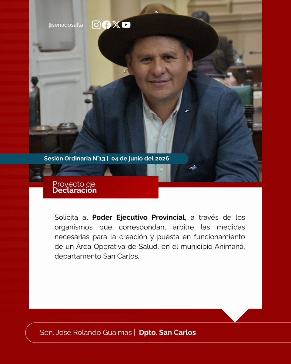 SenadoSalta's tweet photo. 🏛️ | #EnSesión
✅ | Proyecto de Declaración https://t.co/bzwTPuv2HW