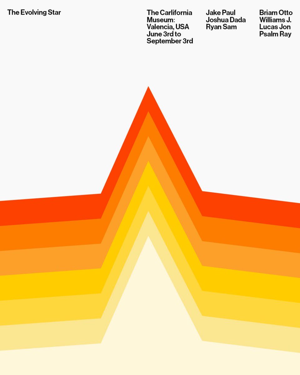 JoshuaDada20's tweet photo. DAY 4 OF 365 DAYS POSTER DESIGN CHALLENGE 

TODAY, I designed a fictional poster for the California museum titled “The Evolving Star”
Black or White? https://t.co/c0uFukhqX1