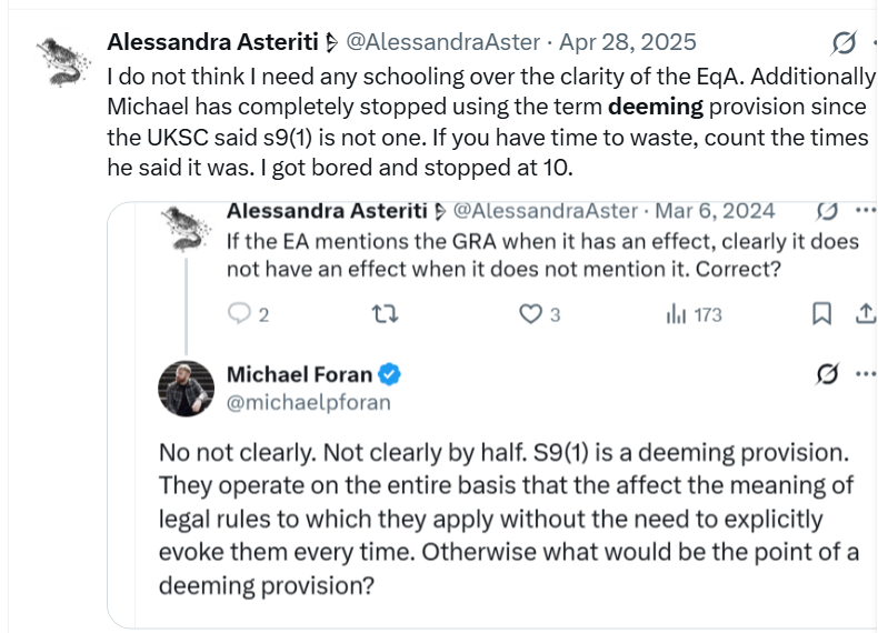 AlessandraAster's tweet photo. Me and receipts, as you know. Meanwhile Foran has just published an article on the FES judgment where the words deeming provision never appear. I bet he has also erased them from his book. But the internet never forgets. https://t.co/au1CImJWAZ