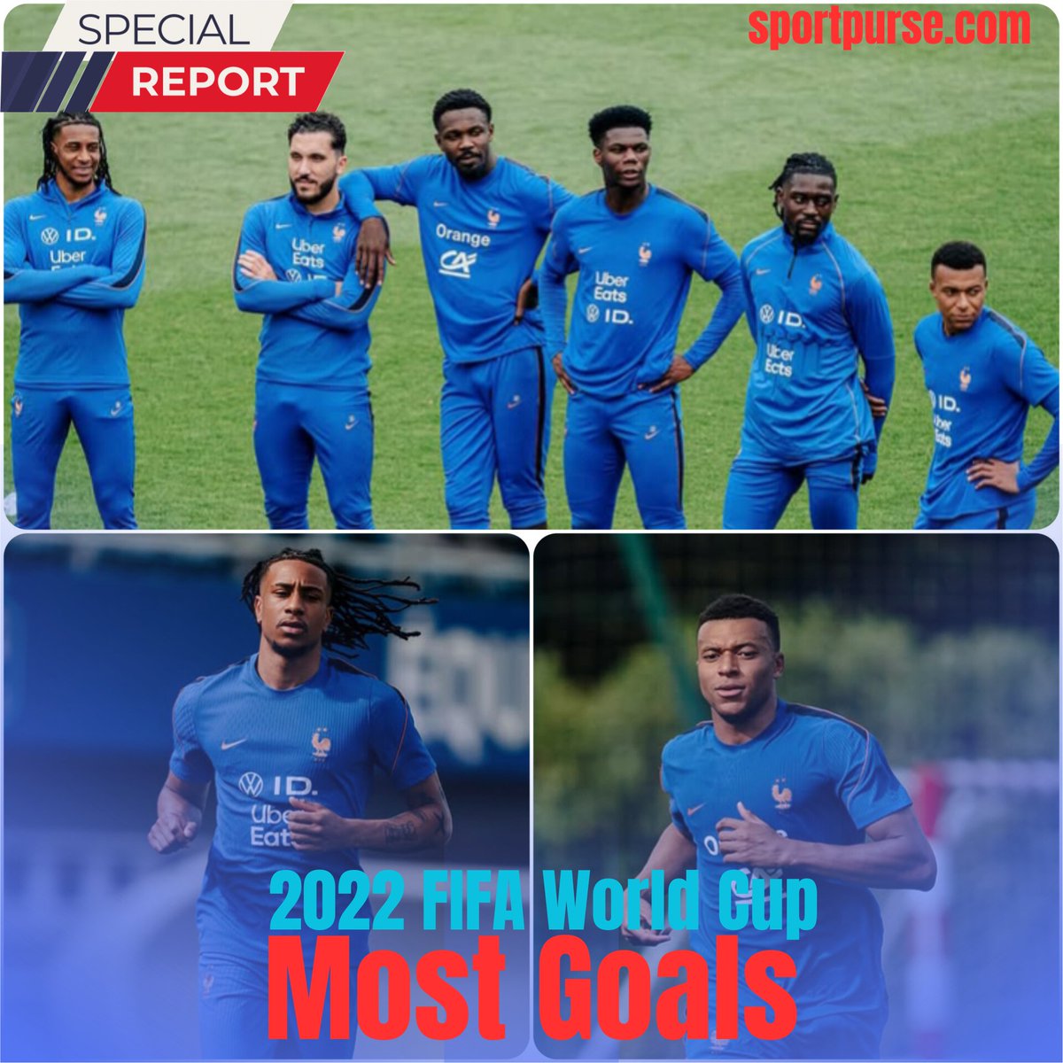 SportPurse's tweet photo. 2022 FIFA World Cup: Country with the most goals

France scored the most goals at the 2022 FIFA World Cup.

The runners-up netted 16 goals at the global showpiece in Qatar.

Kylian Mbappé won the Golden Boot after scoring eight goals. https://t.co/acD3mpbukU