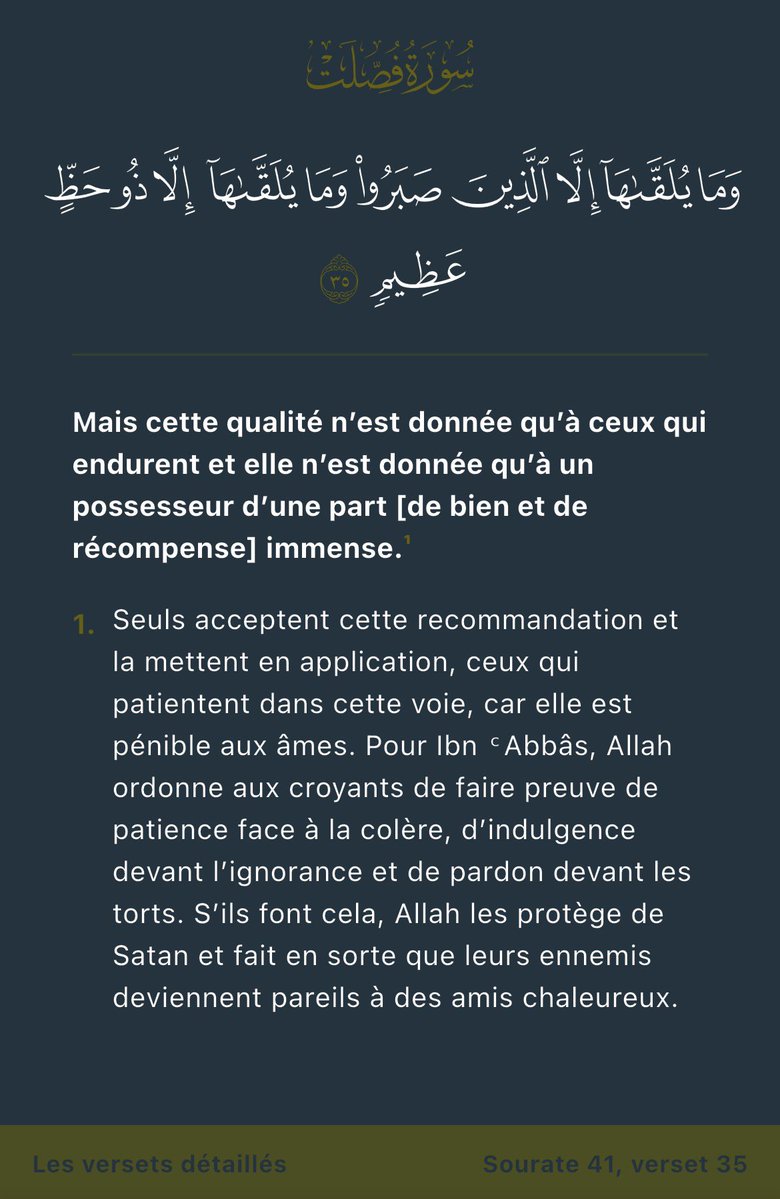 Ayd__k's tweet photo. Sourate Fussilat 
V34-35 https://t.co/V7kZVsZaMh