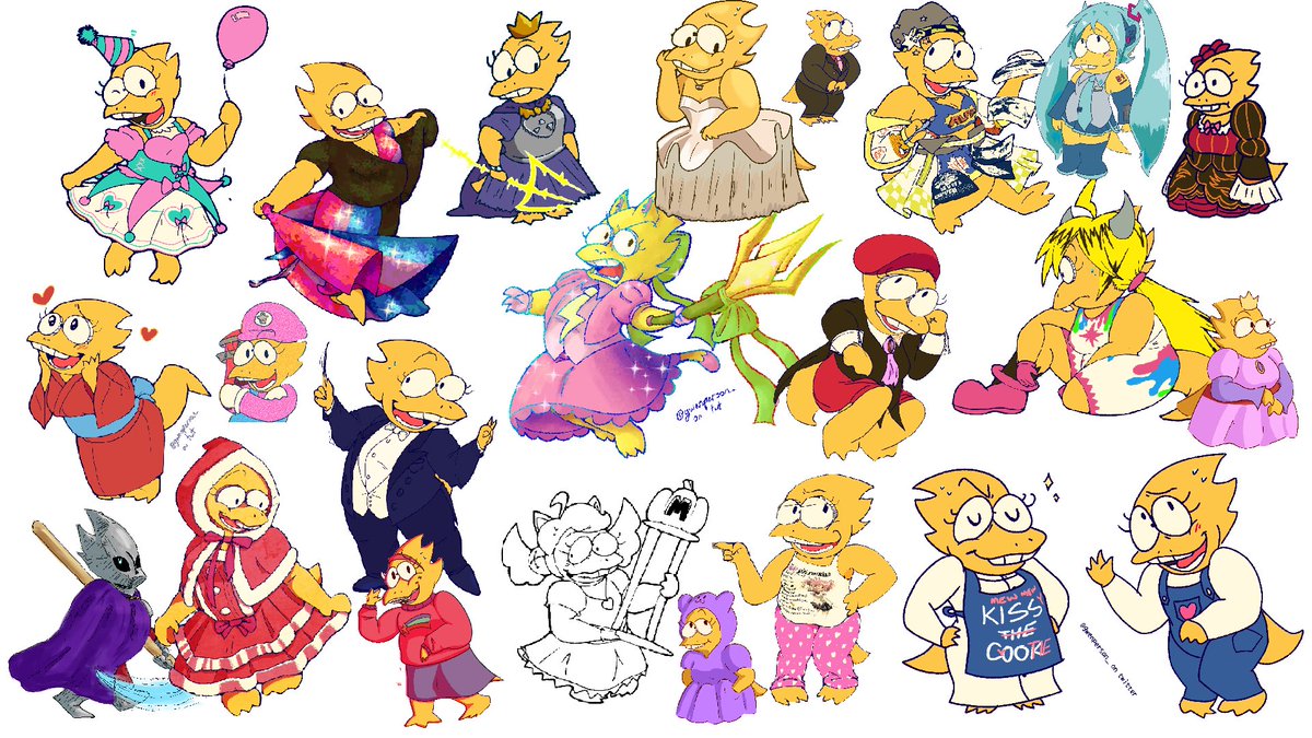 gwenperson_'s tweet photo. How much of my art consists of me putting alphys in cute outfits and clapping my hands and giggling https://t.co/atk1n0M8dI