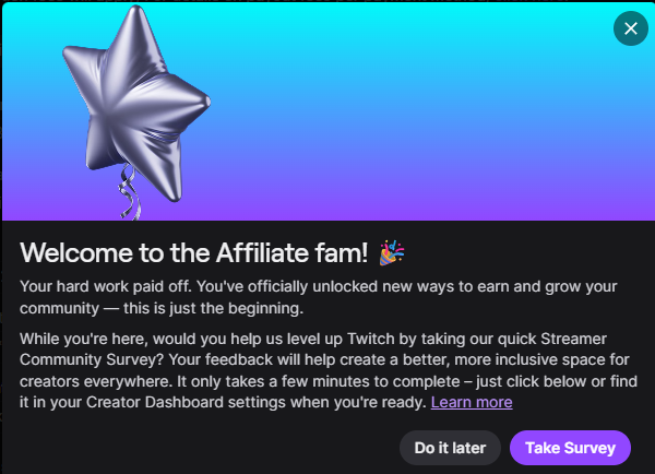 TyphonForsythe's tweet photo. I've finally hit affiliate, finally managed to pull myself up enough to have a chance to make this my job. I know I haven't been the most entertaining vtuber you've seen, and I doubt I'll ever "make it big", but to all here and will join...thank you, from the bottom of my heart https://t.co/C19bQOrUlA