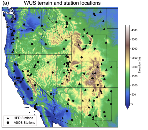 Weather_West's tweet photo. Finding &amp; validating high-quality observations of sub-daily precipitation data is actually quite difficult! Automated gauges taking consistent measurements at high temporal granularity are both few &amp; far between and sometimes have interrupted records (so, lots of data-wrangling). https://t.co/iFy2k4G5R0