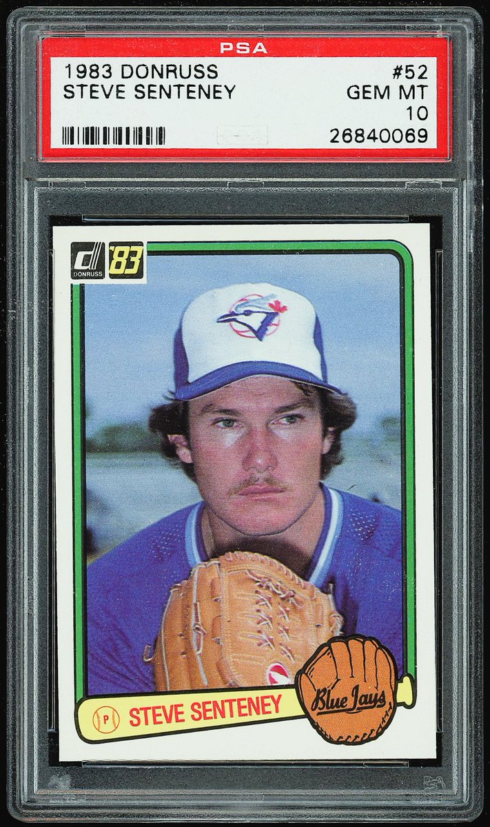 prewarcards's tweet photo. The first Donruss Rated Rookies card -- Steve Senteney's from the 1983 set. Few have bothered to grade it despite its importance in one of the most important baseball card subsets ever created. Only five PSA 10s currently exist. https://t.co/ArEQXFlis7