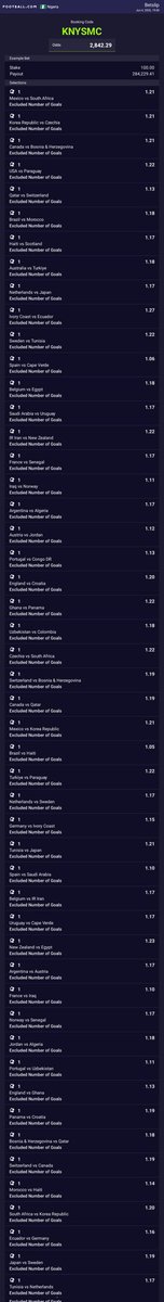 Praise090635's tweet photo. Excluded numbers of goals 
So long say game no play 1-0 we feast 
World cup games only
Boom 💥 🏆 🍀 

KNYSMC https://t.co/UMiO8nAj5N