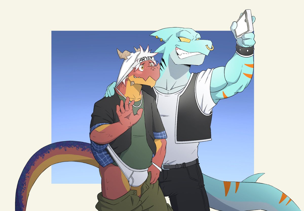 Dragoartsy's tweet photo. Wedgie selfie with Hector https://t.co/pIAOcaSYnW