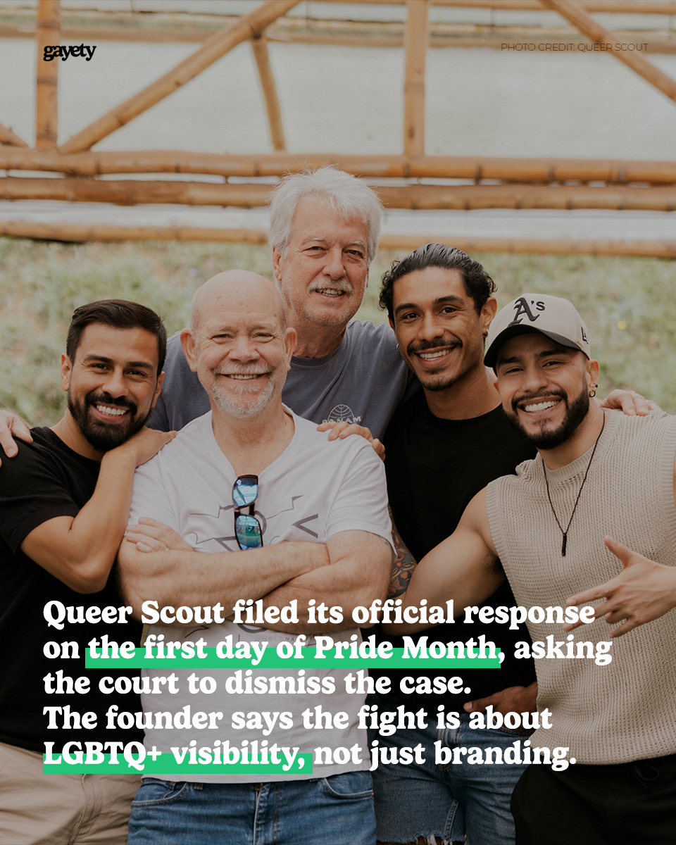 gayety's tweet photo. A federal trademark fight is turning into something bigger. Queer Scout just filed its response to Scouting America’s lawsuit on the first day of Pride Month, and says the case isn’t only about a name, but whether LGBTQ+ businesses can exist openly and visibly.

🔗⁠: https://t.co/1UmXpmHUk3