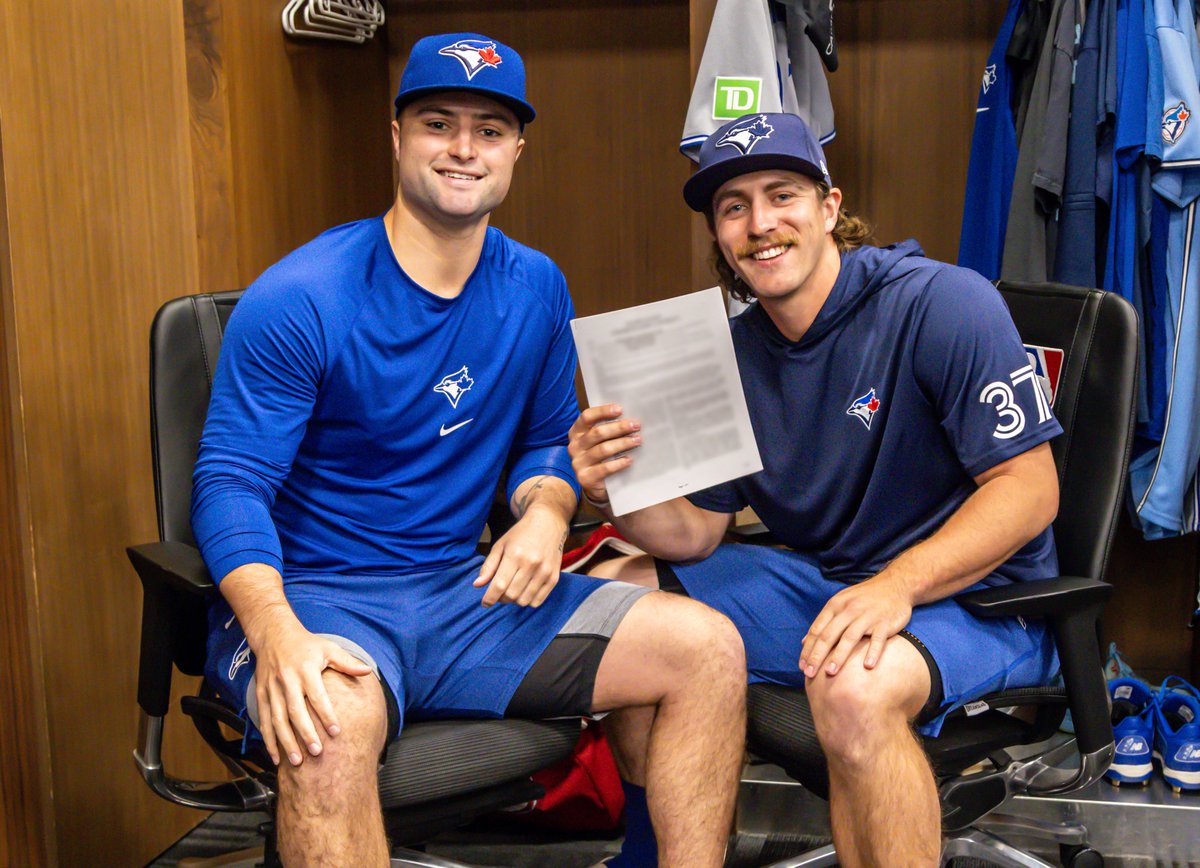 BlueJays's tweet photo. Chad Dallas’ nickname? Cheese 🧀

Today = National Cheese Day 🤯

A fitting day to become a Big Leaguer! https://t.co/YjVjiImceM