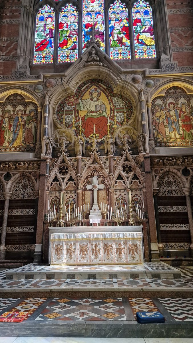 MaaziObum's tweet photo. One of the grandest ecclesiastical spaces in Oxford and a masterpiece of High Victorian Gothic and polychrome brickwork. Designed and built by William Butterfield, his many hours of studying the Gospel of St Mark in Venice paid off in his interior artwork in this Chapel, dedicated to the saintly John Keble.

High Mass at Pusey House with procession to the Keble College Chapel. We have received the Lord, taken him to the street and adored him. Thanks be to God.

Happy Solemnity of Corpus Christi.