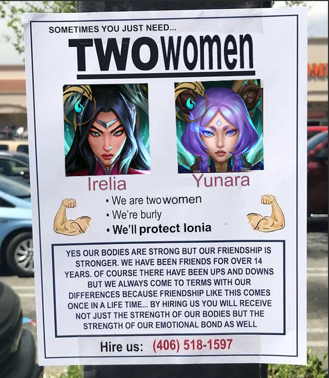 Tokkistarlight's tweet photo. Daily Irelia posting until she's in 2XKO day 58:

This is how I imagine their friendship in my head
 #2XKO #Irelia #Yunara https://t.co/WirkWdx5Ae