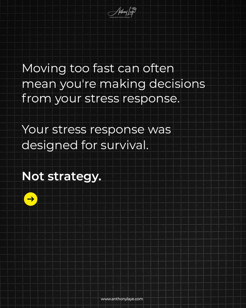 anthonylaye's tweet photo. The simplest mental trick that turns chaos into clarity.

It's not a framework. Not a process. Not a tool you need to learn.

It's a pause.

Your stress response was designed for survival. Not strategy.

The moment you train yourself to pause before you react, everything shifts. https://t.co/wQYnIVGV7T