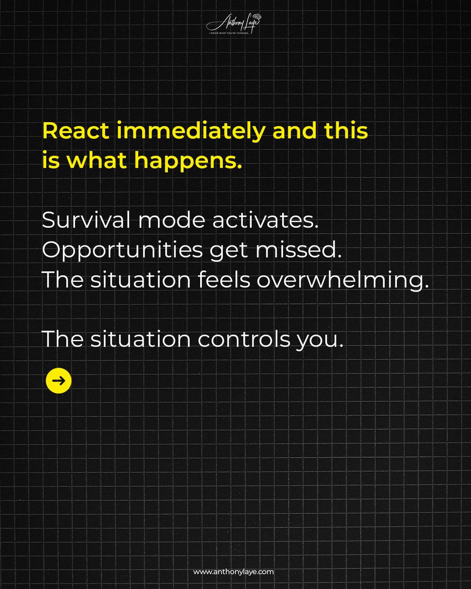 anthonylaye's tweet photo. The simplest mental trick that turns chaos into clarity.

It's not a framework. Not a process. Not a tool you need to learn.

It's a pause.

Your stress response was designed for survival. Not strategy.

The moment you train yourself to pause before you react, everything shifts. https://t.co/wQYnIVGV7T