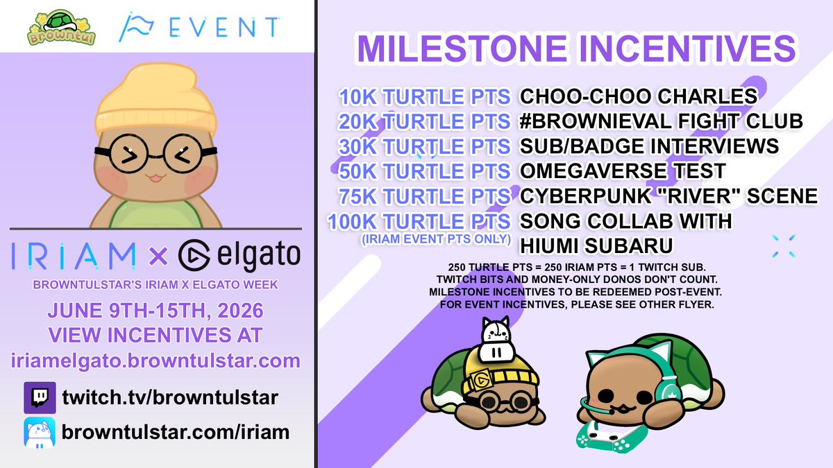 browntulstar's tweet photo. 🌟BrowntulStar's IRIAM x Elgato Event!🌟
I am taking part in the @IRIAM_US x @elgato Premium Event on June 9th-15th, featuring lots of Elgato products and technological explorations! 
Tune in on Twitch and IRIAM to learn more on how you can integrate Elgato products into your high-quality IRIAM streams. 
Who knows? Maybe, in the end, you'll see a Live2D model reveal... 👀

🚨 TOP 2 ON IRIAM LEADERBOARD = ELGATO STREAM DECK FACEPLATE GIVEAWAY! 🚨

🌟 BrowntulStar's IRIAM x Elgato Event
🗓️ June 9th-15th, 2026
🎮 Featuring Stream Deck, Capture Cards, Audio, Lighting, and More
🫂 Special Guests: @CelesAurion, @Proffy_Thighble, @Mycenas_Cottage 
🌐 Website: https://t.co/ovv46NpR78
🔗 Watch on Twitch: https://t.co/OApm7eVtqX
🔗 Contribute points on IRIAM (USA/CAN only): https://t.co/Ycs6ZOpQPs (this helps us unlock the faceplate giveaway!)

Hope to see you there! Thanks for your support!

#IRIAMEarlyAccess #Elgato #Twitch #affiliate