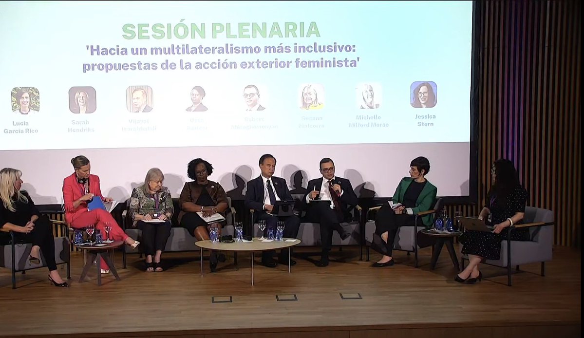 RAbisoghomonyan's tweet photo. Pleasure to address plenary on more inclusive multilateralism at Ministerial Conference on Feminist Foreign Policy in Madrid/ #PEFMadrid2026. 

Reflected on 🇦🇲’s efforts on prevention, human rights, link between WPS &amp; prevention agenda, &amp; women’s meaningful participation. https://t.co/4fg0pJc81z