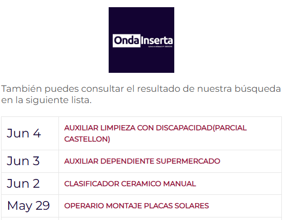 Asopar_CS's tweet photo. 🏬 04/06/2026 👩‍🦳🧑🖱 Pulsa en el enlace↘️ https://t.co/6WEXPVk5SI 👩‍🦳🧑 y encontrarás en #ondainserta nuevas #ofertasdeempleo publicadas 👩‍🦳🧑📲 consulta estas y otras novedades en el portal #APdCS https://t.co/o2BhTlifQo