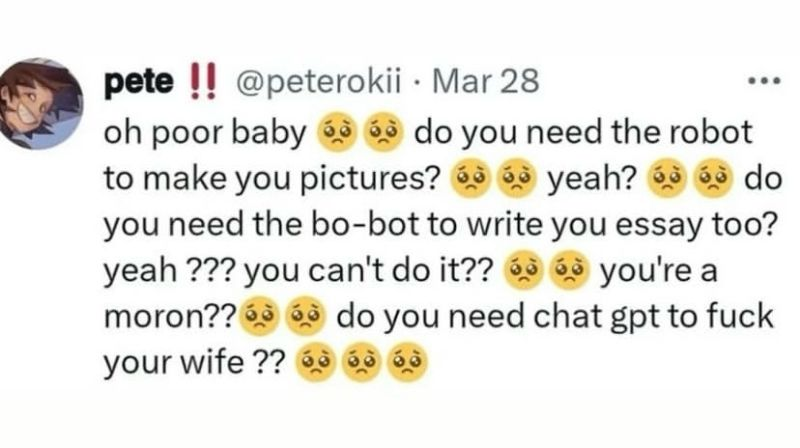 AzaleaRaven2009's tweet photo. @prettyusefulUI @plopyup @_Asryal I count 30 time you POSTED THE STUPID AI WATCH! You little boy can't even do art at all can you? This is why I said your passion is just being a dick. You AI slop is C.R.A.P. https://t.co/aLwRiKuwEt
