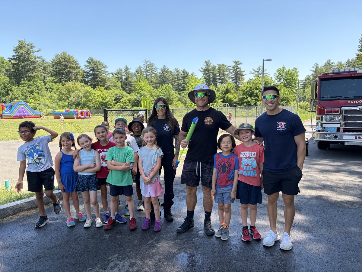 BwaterFD's tweet photo. Yesterday, Firefighters Handorff, Murano, and Young spent the day at George H. Mitchell Elementary School’s Field Day!

Before the water games got underway, our firefighters provided a fire safety presentation for all students, sharing important tips to help keep everyone safe. https://t.co/iR6s9X0f23