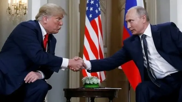 RGPFranco's tweet photo. @ElvisSinosickk LMAO, Anyways, here’s U.S. President Donald Trump with Vladimir Putin. Putin is heavily sanctioned by the United States https://t.co/bDFKjXennT